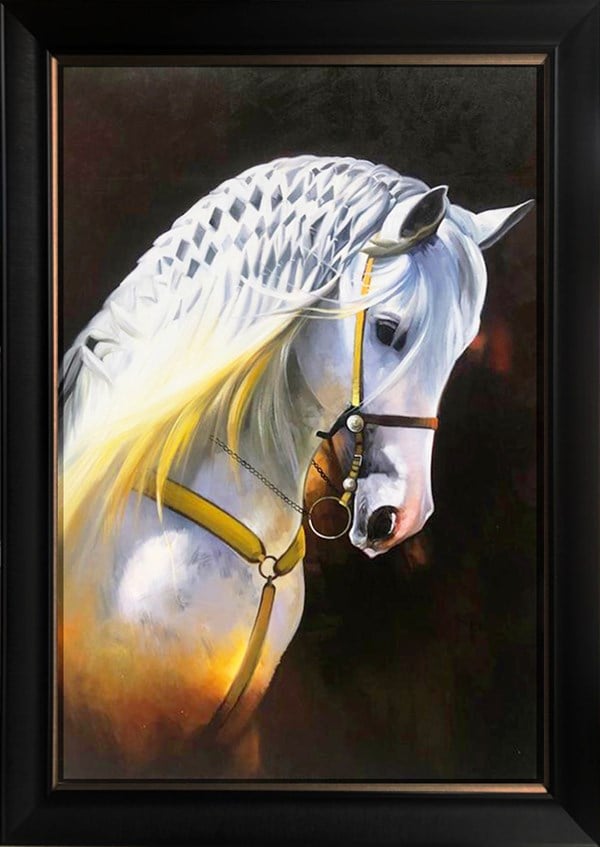 Masumm Beyaz At  | Yağlı Boya TabloKlasikler