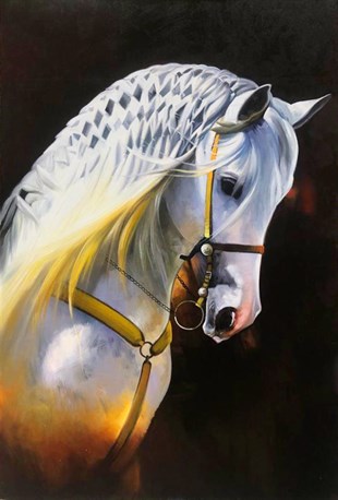 Masumm Beyaz At  | Yağlı Boya TabloKlasikler
