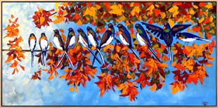 Modern yağlı boya tablolarDaldaki Kuşlar | Yağlı Boya Tablo | kozaart galeri