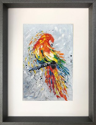 Turuncu tüylü papağan | Yağlı Boya TabloKüçük ebat tablolar