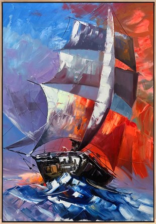 YAĞLI BOYA TABLOLARKırmızı ve mavi yelken etkileri | Yağlı Boya Tablo | kozaart galeri